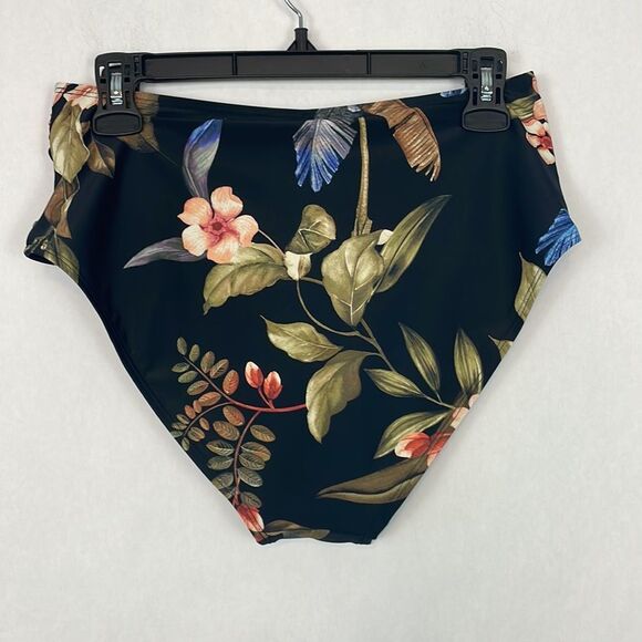 Cupshe Black Floral/ Tropical Print Swim Bikini Bottoms. Size Medium. NWT. - Picture 5 of 12